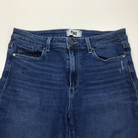 PAIGE Denim 5 Pocket Tawnie Destructed Wash Hoxton Ankle Raw Edge Hem Jeans - Picture 5 of 13